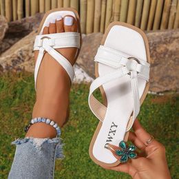 Casual Shoes Woman 2024 Trend Flat Female PU Summer For Flip Flop Flats Ladies Beach Slipper Sandal