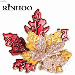 Pins Brooches Rinhoo Vintage Colorful Enamel Maple Leaf Brooches Pins For Women Fashion Metal Leaves Backpack Badge Plant Corsage Jewelry Gift WX