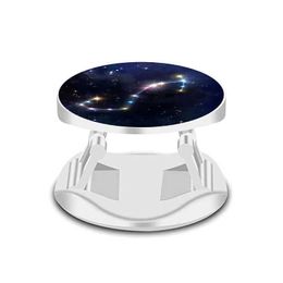 Cell Phone Mounts Holders Luxury New Round Twelve Constellations Phone Holder Finger Bracket Phone Accessories Universal Fold Mobile Phone Bracket