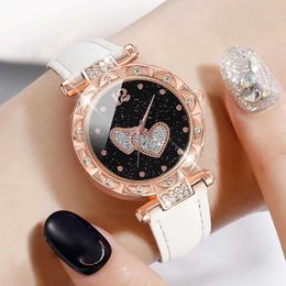Women's Watches Luxury Women Ring Necklace Earrings Bracelet Set es Leather Strap Ladies Quartz Wrist