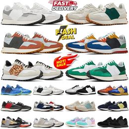 N 327 sneakers running shoes Mens Sports Shoes white Navy blue light camel white green bean milk Dark gray womens 327s designer Trainers