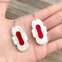 Dangle Chandelier Fashionable and fun creative earrings sanitary pads white womens trend parties Jewellery accessories gifts XW