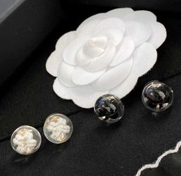 Brand Fashion Pearl Jewellery Black White Earrings Acrylic Black Round Camellia Flower Earrings Design Wedding Party Earrings6932092