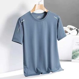 Men's T-Shirts Summer Thin T Shirt Men Ice Silk Breathable Mesh O Neck Short Slve Printing Quick Dry Loose Half Ts Sport H240506