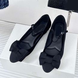 2024 Spring/Summer New Black Bow One line Thick Mary Jane French Girls Low Heel Single Shoes Shallow Mouth