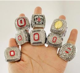 8pcs 2002 2008 2009 2014 2015 2017 Ohio State Buckeyes National Team s Ring Set With Wooden Box Souvenir Men 3355813