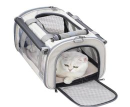 Cat CarriersCrates Houses Transparent Dog Bag Package Portable Pet Breathable Folding Backpack Car Cats Carrier Cages6982172