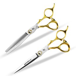 6.0 "gold handle hair scissors Thinning scissors Teeth scissors Cutting scissors