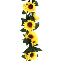 Decorative Flowers Sunflower Vine Decoration Artifici Leaves Garland 220cm Hanging Plastic Artificial Flower