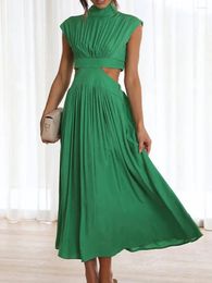 Casual Dresses Women S Summer Maxi Dress Mock Neck Flowy Cut Out Sleeveless Elegant Beach Holiday Formal