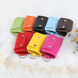 1 PC Portable Leather Housekeeper Holders Car Keychain Key Holder Bag Case Unisex Wallet Cover Simple Solid Colour Storage Bag