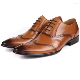 Casual Shoes Pointed Carved Business Dress Leather Men European Version Wedding