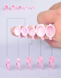 100Pcs Pink Tattoo Ink Ring Cup Ink Holder For Permanent Makeup Tattoo Makeup Holding Pigments and Eyelash glue holder ring cups1300246