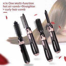 Curling Irons Portable electric hot air comb multifunctional 4-in-1 hair dryer and curler negative ion fast straightener Q240506