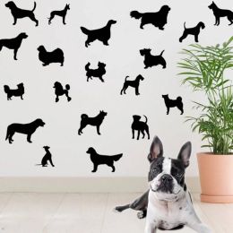 Stickers Dog Breed Wall Decals Pet Poodle Pug Golden Retriever Labrador Veterinarian Dog Grooming Silhouette Stickers Home Decor N115