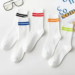 Women Socks Rainbow Striped Cotton Fashion Sport Soft Breathable High School Students Long