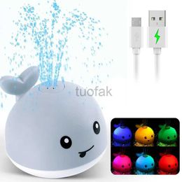 Bath Toys Upgraded Baby Rechargeable Bath Toy with Waterproof Light Up Whale Spray Water Bathtub for Toddlers Kids Pool Bathroom Toys d240507