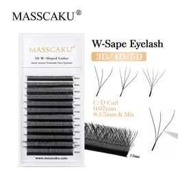 MASSCAKU W Shape 3D 4D 5D Premade Volume Easy Fans Nature Soft Light Individual Lashes Clover Bloom False Eyelashes 240423