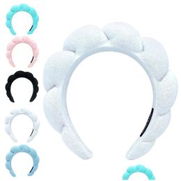 Headband Sponge Spa For Washing Face Makeup Skincare Puffy Terry Towel Cloth Fabric Head Band Ll Drop Delivery Hair Products Accessori Dhk6E