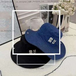 Wide Brim Bucket Mui Mui Cowboy Fisherman Female Display Small Spring And Summer Everything Casual Face Covering Embroidery Miui Hat 2415