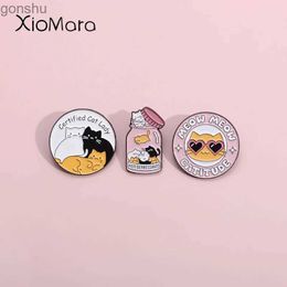 Pins Brooches Certified Cat Womens Enamel Pin Cat Anti Depression Chest Pin Flip Collar Badge Customised Mental Health Jewellery Gift WX