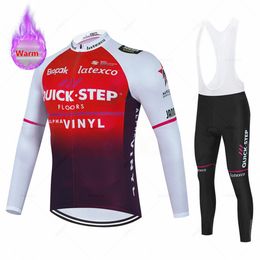 Ciclismo Winter Quick Step Team Cycling Jersey Set Long Sleeve Clothing Road Bike Suit Bicycle Pants Bib MTB Maillot Culotte 240506