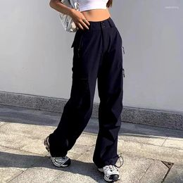 Women's Pants Trousers Pink Cargo Straight Pant Khaki Casual Loose High Waist Streetwear Fashion Woman Ins Pantalons Summer