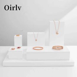 Jewellery Stand Oirlv Wooden Display White Set Necklace Hanger Solid Wood Rng Earring Q240506