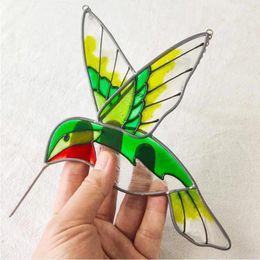 Garden Decorations Stained Glass Hummingbird Decor Acrylic Suncatcher Ornaments Colored Bird Decoration Accessory For Window Living Room