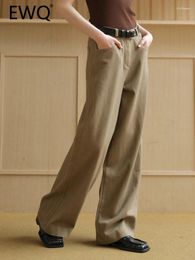 Women's Jeans EWQ High Waist For Women Brown Wide Leg Pants Loose Female Vintage Streetwear Trousers 2024 Summer Clothing 26D2842