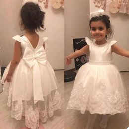 Girl Dresses Toddler Baby Girls 1st Birthday White Baptism Dress Infant Bow Lace Wedding Party 0-5Y Kids Trail Princess Clothes
