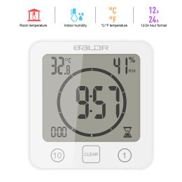 Clocks LCD Digital Waterproof Water Splashes Bathroom Wall Clock Shower Clocks Timer Temperature Humidity Kitchen Washroom Timers