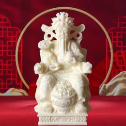 Sculptures Resin God OF Wealth Figure Statue Chinese mythological Figure Sculpture Home Room Office Gathering Wealth Buddha Statues 4.71 in