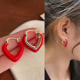 Dangle Earrings High Quality Elegant Red Drop Glaze Love Heart 925 Silver Needle Ladies Tassel Stud Wholesale Jewellery Anti Allergy