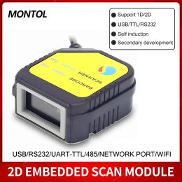 Scanners Montol Embedded Scanner Module 2D Barcode Scanner Head Module Fixed USB TTL RS232 Scanner Engine MT400