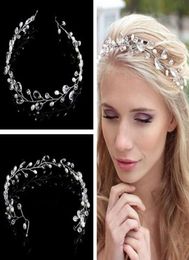 High Quality Sliver Crystal Headband For Bride Hair Accessories Flower Head Piece Handmade Wedding Hair Jewelry1024729