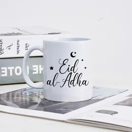 Mugs 1 Piece Customised Eid Al-adha Letter Printed Pattern Ceramic Mug Milk Coffee Juice Suitable For Holiday Gifts