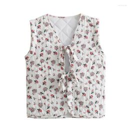Women's Tanks Floral Small Tank Top For Women 2024 Spring Summer With Casual Prairie Chic Lace Up Sleeveless