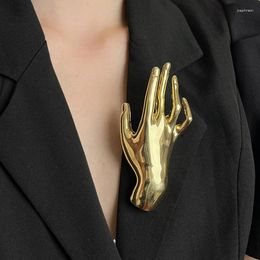 Brooches Metal Smooth Palm Hand-shaped Large Broochs For Women Men Punk Unique Creative Suit Pins Party Jewelry Accessories