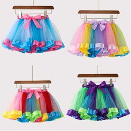 tutu Dress Mini Pettiskirt Party Dance 2024 Tutu Skirt Baby Girl Skirts Princess Rainbow Tulle Skirts Girls Clothes Children Clothing d240507