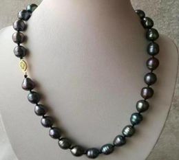 1113mm South Sea Black Baroque Natural Pearl Necklace 14k Gold Clasp 18 Inch2542546