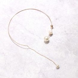 Elegant large white imitation pearl necklace with collarbone chain, fashionable necklace, women's wedding Jewellery collar