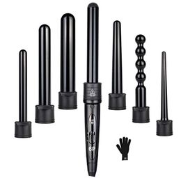 Curling Irons 6-in-1 9-32mm interchangeable professional ceramic curler rotating iron rod hair care styling tool Q240506