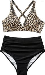 Women's Swimwear 2024 Halter Brazilian Biquini Women Leopard Bikini High Waist Swimsuit Sexy Mirco Bikinis Set Summer Beach Bathing Suit