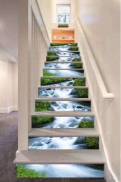 Stickers 3D Waterfall Stair Stickers Self Adhesive Wallpaper Modern Home Decoration Room Decor Aesthetic Wall Paper Art Wall Stickers
