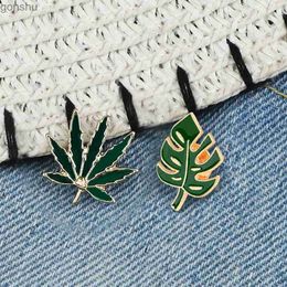 Pins Brooches Tree Leaf Enamel Pin Green Leaves Brook denim jacket backpack lapel pin natural badge mens cartoon accessories gift WX