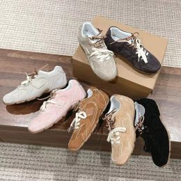 fashion New style miui Sneakers run shoes luxury Woman vintage Casual Leather outdoor travel Designer Low trainer Flat gift tennis shoe black mens sports loafer girl