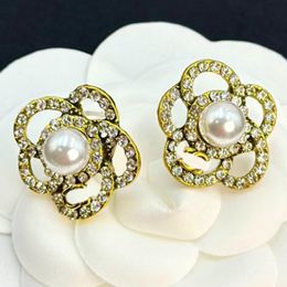 wholesale Classics Designer Letter Studs Pearl Crystal Earrings Brand Stud Jewellery 18k Gold Earring Fashion Men Womens Wedding Jewellery Birthday Gifts