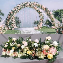 Decorative Flowers Peony Green Plant Wedding Arch Background Wall Decoration Long Row Flower Window Artificial