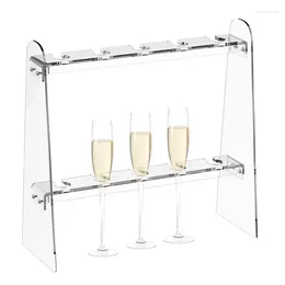 Kitchen Storage Champagne Flute Holder 2 Layer Acrylic Clear Stand Detachable Decorative Display Shelves 10 Slots Easy Assembly Wine